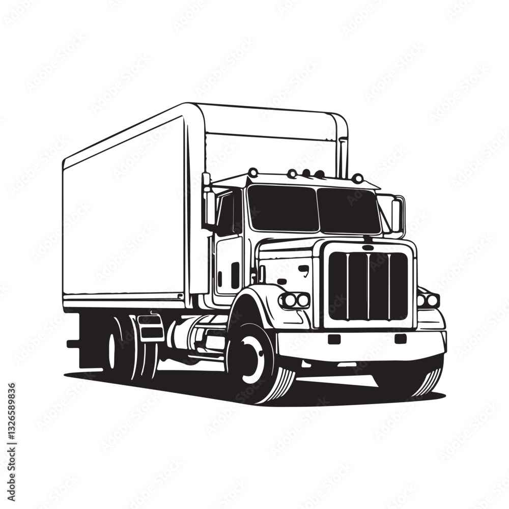 Fototapeta premium Truck line art silhouette vector illustration