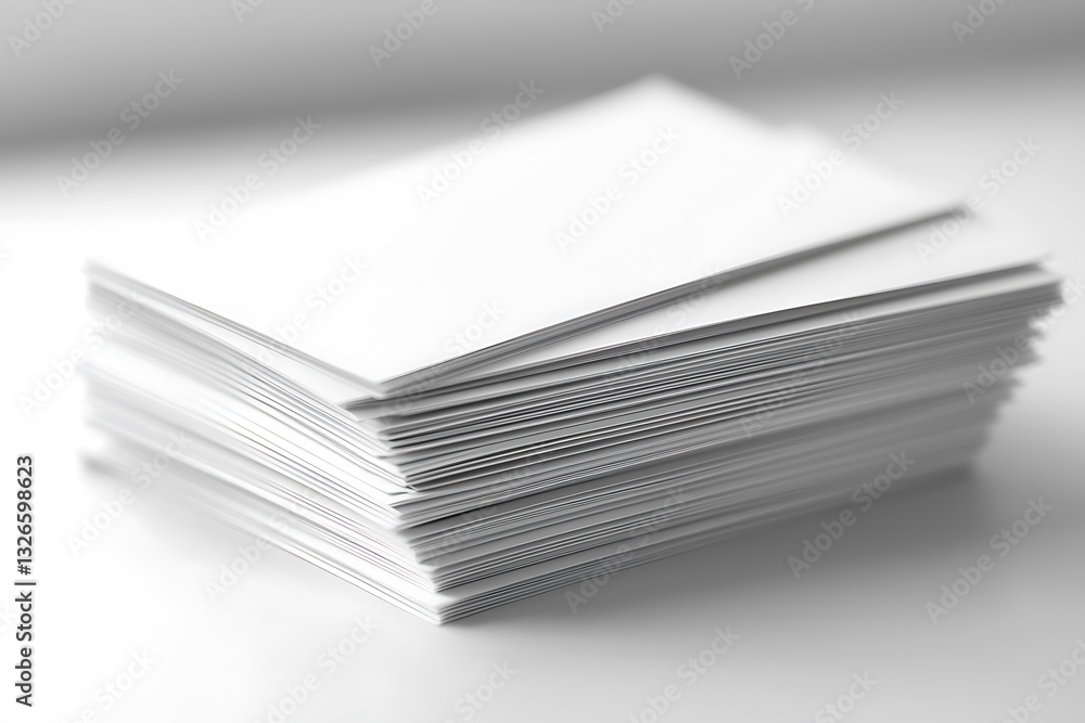 A monochrome image capturing a neat stack of white paper softly lit with a shallow depth of field. A monochrome image capturing a neat stack of white paper softly lit with a shallow depth of field.