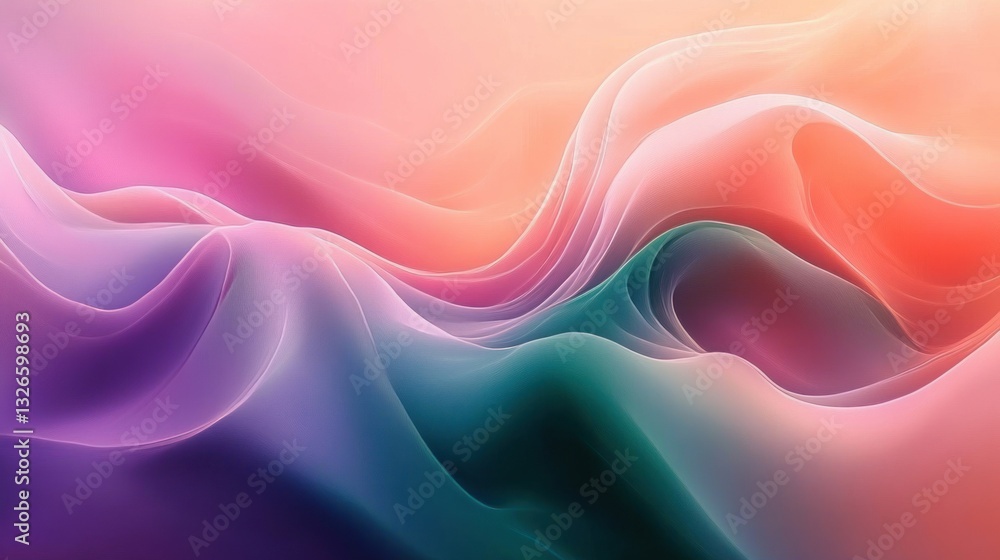 Abstract Pastel Background with Flowing Waves in Green and Pink Colors Abstract Pastel Background with Flowing Waves in Green and Pink Colors