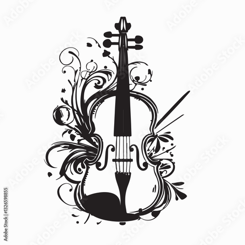 Violin music instrument vector illustration graphic design Stock Vector Image and Art  on white background.