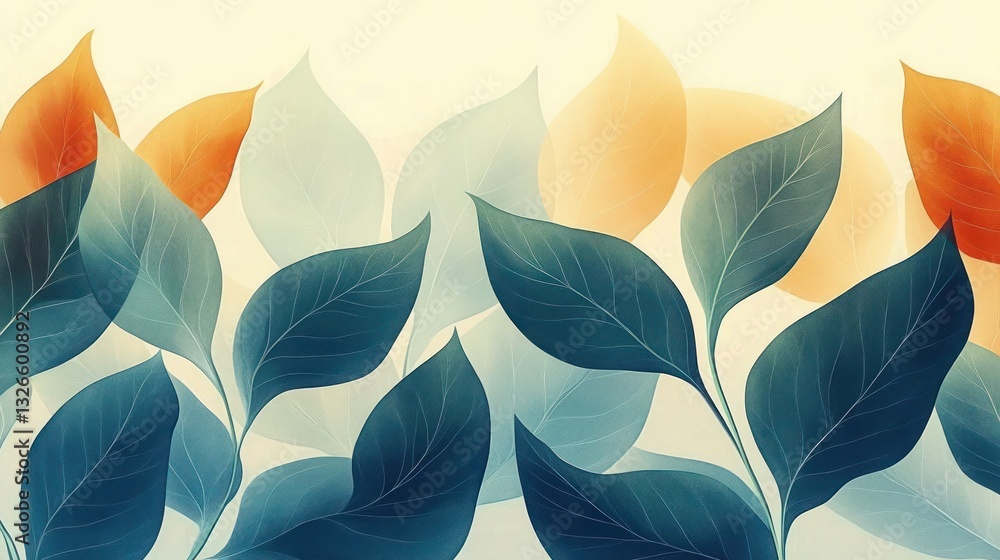Abstract Leaf Pattern Minimalist Botanical Illustration Smooth Curves Pastel Colors Organic Natural Textured Background Abstract Leaf Pattern Minimalist Botanical Illustration Smooth Curves Pastel Colors Organic Natural Textured Background