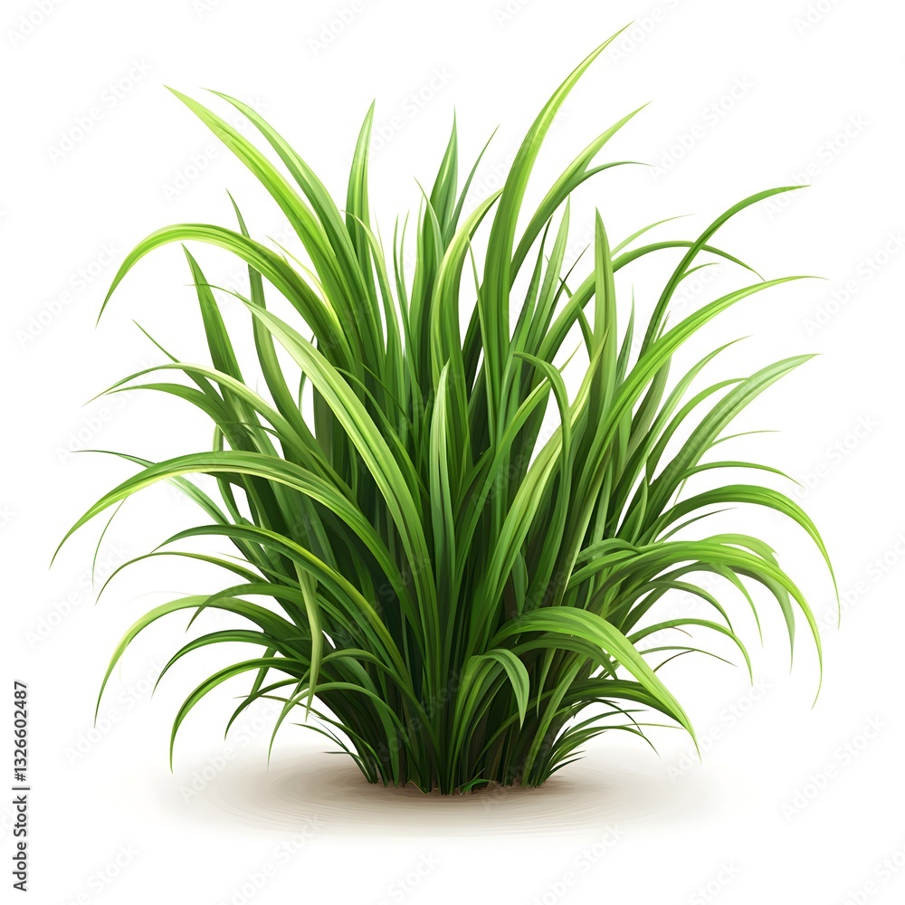 Obraz premium A simple and elegant grass plant isolated on a bright white background for seasonal and natural illustrations