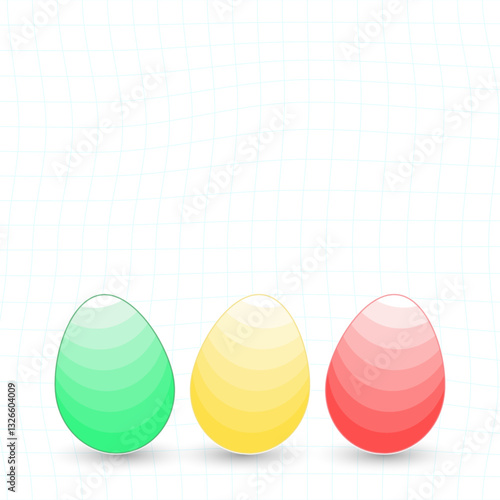 Colorful eggs on a checkered background with free space for text