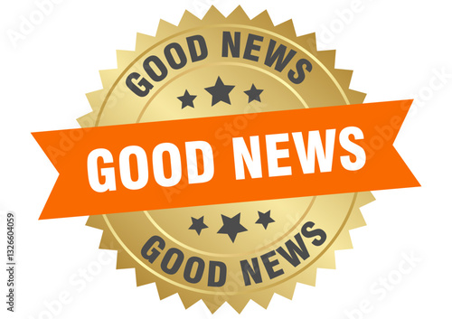 good news. good news round orange and gold label isolated on transparent background
