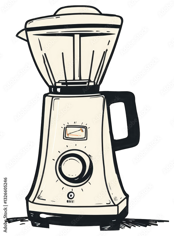 An Illustration Depicting a Detailed Cream Colored Blender Machine An Illustration Depicting a Detailed Cream Colored Blender Machine