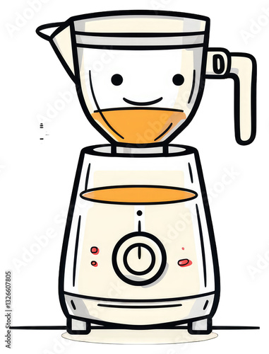 A cute cartoon of a smiling electric kitchen appliance