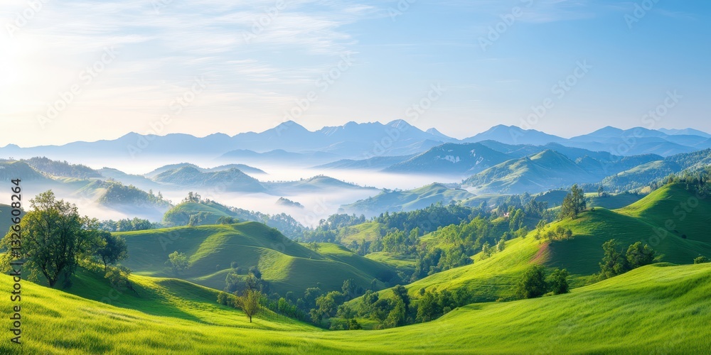 Naklejka premium Landscape Hills of Romania Banner