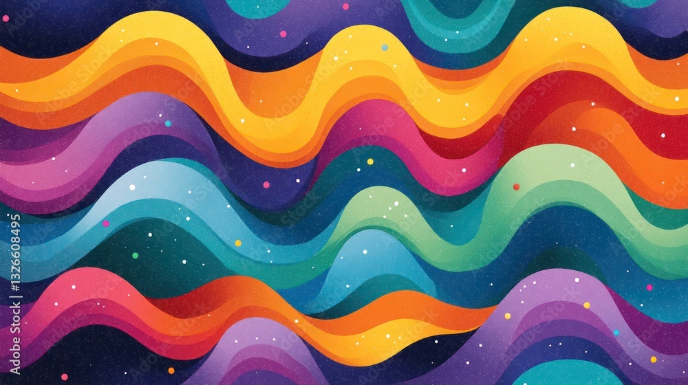 Abstract colorful wavy background with stars. Abstract colorful wavy background with stars.