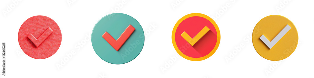 Checkmark symbols in red green yellow and orange colors representing approval confirmation validation and successful completion of a task or Checkmark symbols in red green yellow and orange colors representing approval confirmation validation and successful completion of a task or