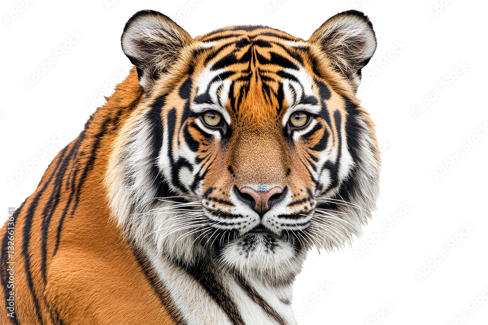 Naklejka premium Majestic tiger portrait with striking features and gaze