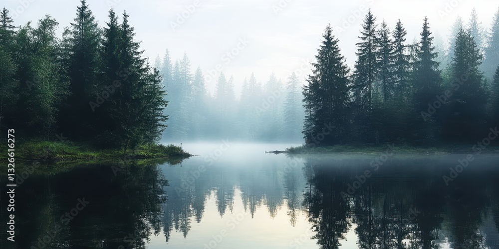 Fototapeta premium Lake in the forest banner