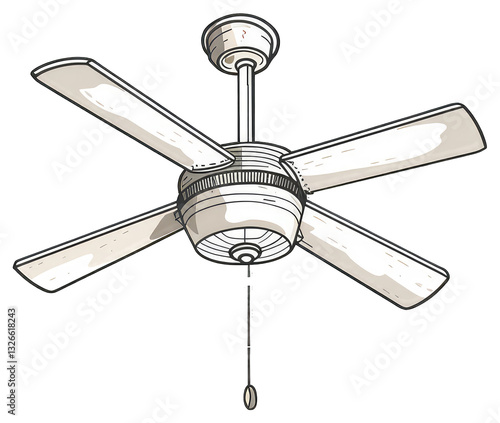 Obraz na płótnie A hand drawn illustration depicting an electric ceiling fan w salonie