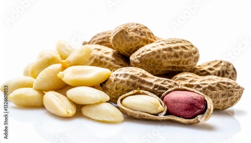 Wallpaper Mural Handful of Whole Peanuts and Peeled Kernels Isolated on White Background for Packaging Design Torontodigital.ca