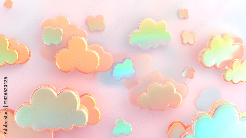Minimal 3D image for children sky clouds yellow blue orange fluffy abstract beautiful pastel colors rainbow dreamlike background pink wallpaper Minimal 3D image for children sky clouds yellow blue orange fluffy abstract beautiful pastel colors rainbow dreamlike background pink wallpaper