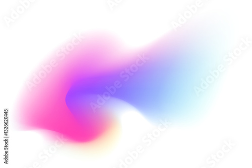 Abstract neon wave form, blurred iridescent gradient texture, isolated design element. Fluid watercolor brushstroke blurry swirl shape. Aesthetic flowing lights decoration.