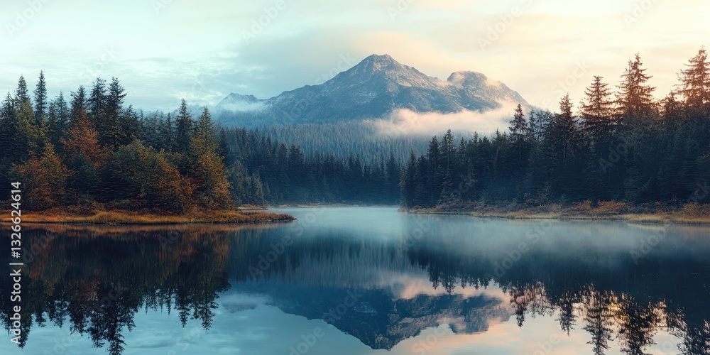 Fototapeta premium Lake in the forest banner