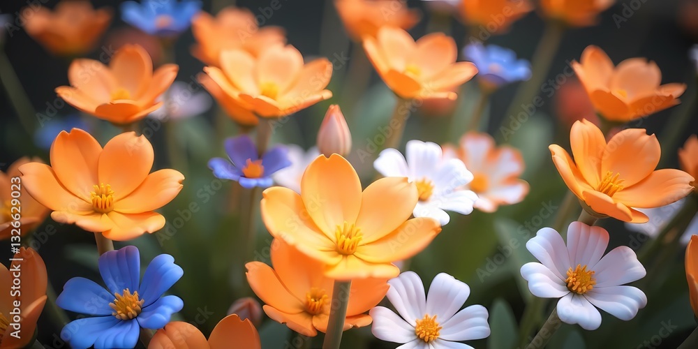 A vibrant garden blooms with orange and yellow flowers, a colorful floral display of summer beauty A vibrant garden blooms with orange and yellow flowers, a colorful floral display of summer beauty