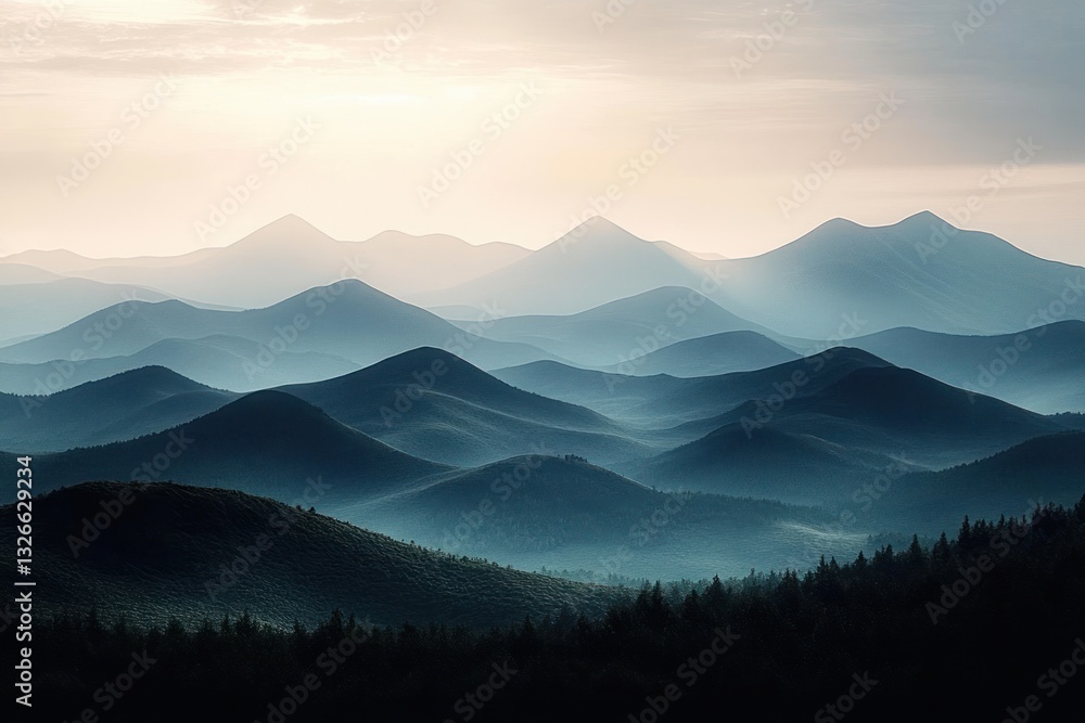 Obraz premium Minimal Abstract Landscape Background with Dark Textures and Soft Chiaroscuro Lighting