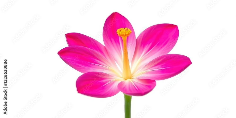 Fototapeta premium A single, vibrant bloom, petals perfectly formed, isolated against a pure white backdrop, isolated, graphic