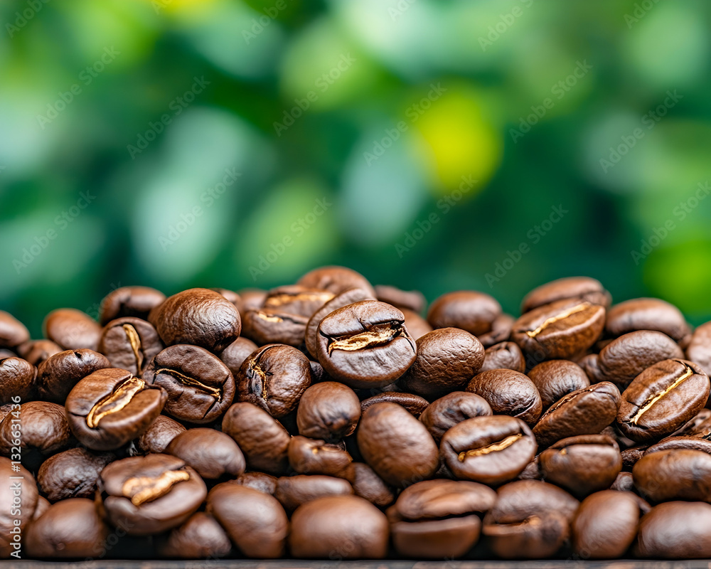 Fototapeta premium Roasted coffee beans piled high