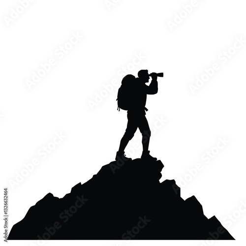 silhouette of a man on the top of mountain