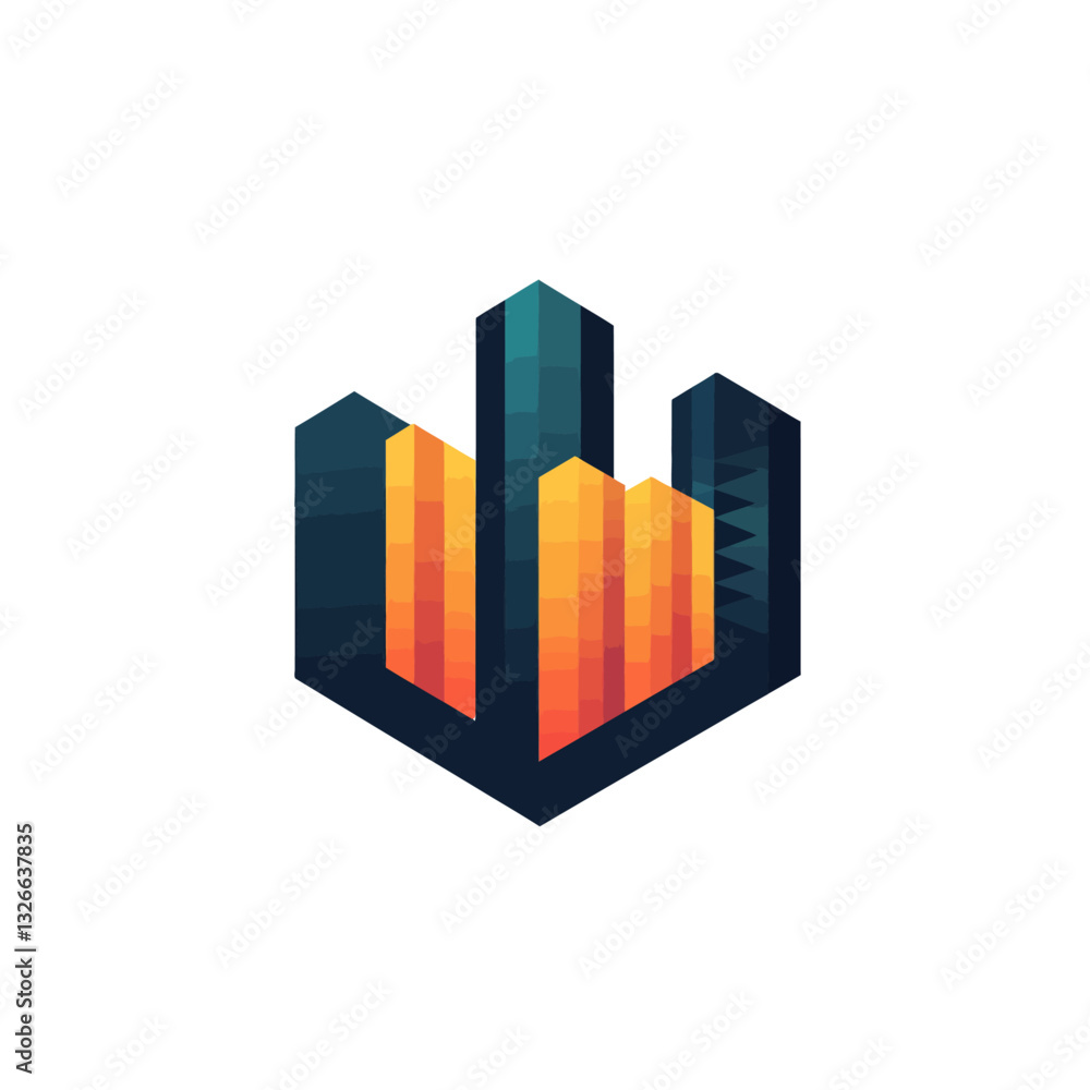 Abstract geometric modern building logo design illustration on white Abstract geometric modern building logo design illustration on white