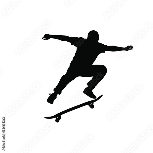 silhouette of a man jumping on a skateboard