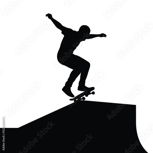 silhouette of a man jumping on skateboard