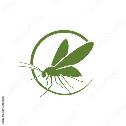 Green Mosquito Insect Logo Design.