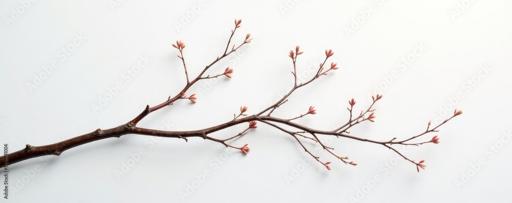 Fototapeta premium Long slender branches intertwined on white surface, thin, delicate, long
