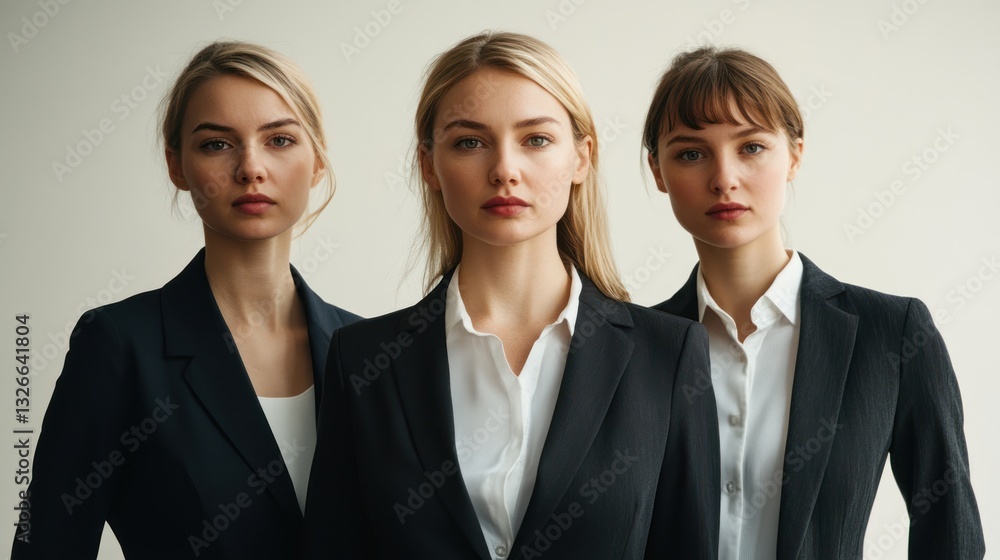 A professional group portrait of women in business attire, showcasing confidence and teamwork in a modern office environment. A professional group portrait of women in business attire, showcasing confidence and teamwork in a modern office environment.
