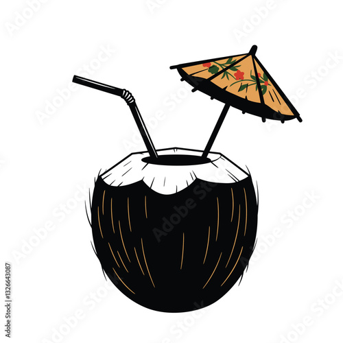 vector illustration of coconut drink