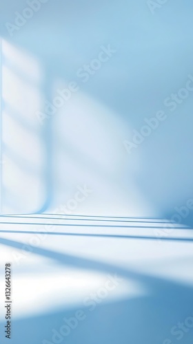 Abstract panoramic blue background with soft sunlight and shadows