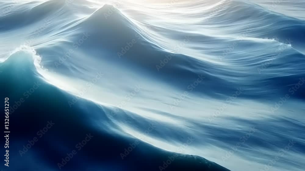 Serene ocean waves gently rolling under a soft sunlight, creating a tranquil coastal atmosphere Serene ocean waves gently rolling under a soft sunlight, creating a tranquil coastal atmosphere