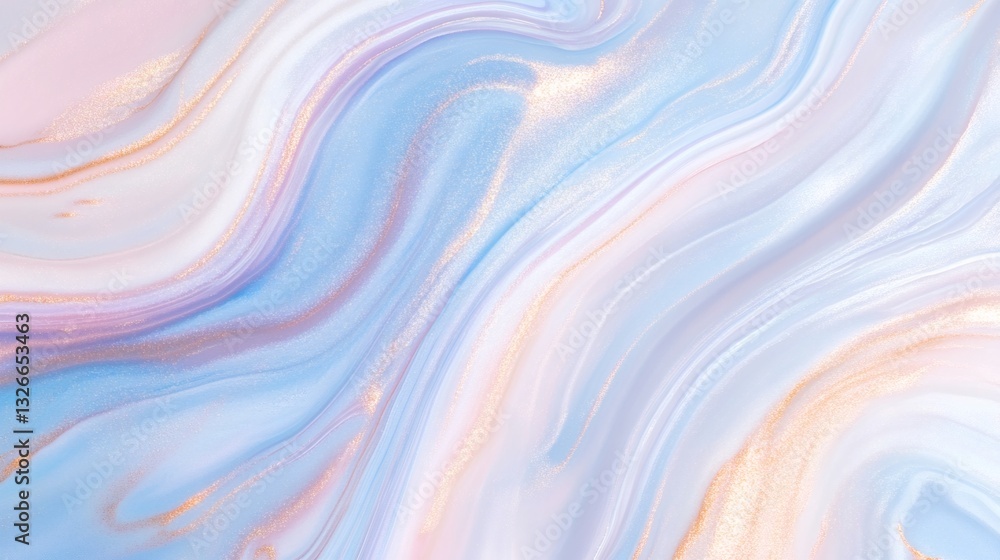 Fototapeta premium Soft pastel swirls create an elegant abstract pattern with shimmering details