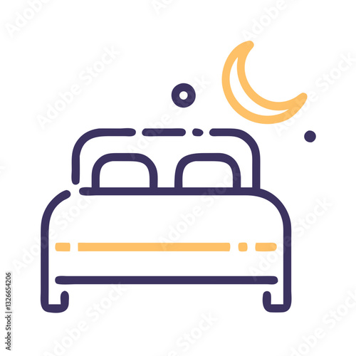 Minimalist bed with moon icon