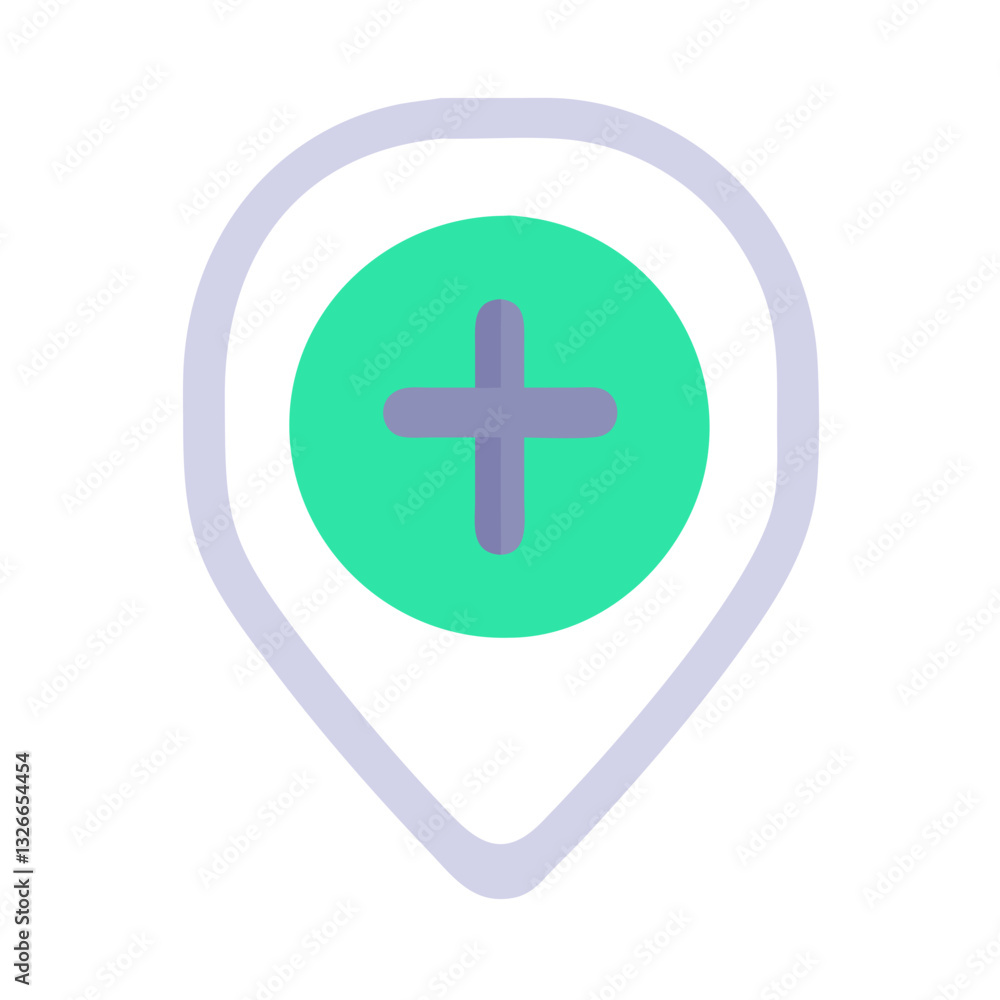 Location pin with a cross Location pin with a cross