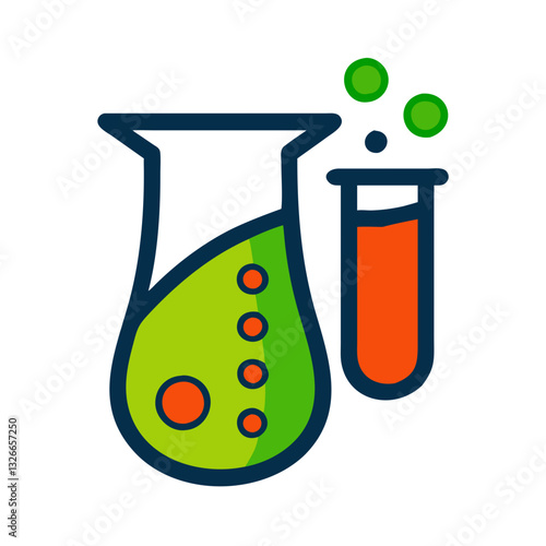 Colorful chemistry flasks with liquid