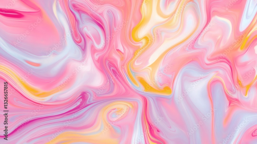 Fototapeta premium Vibrant abstract swirls of pink, yellow, and white creating an energetic atmosphere in a modern art style