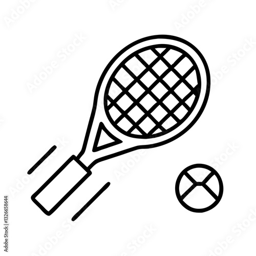 Black and white tennis racket illustration