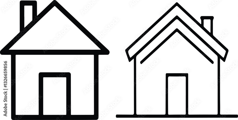 Home button icons set. Home page icon. Simple house symbols. Building icon. Vector illustration. Home button icons set. Home page icon. Simple house symbols. Building icon. Vector illustration.