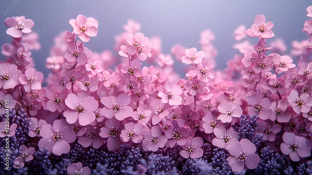Obraz premium Vibrant Lilac Flowers Arrangement on a Purple Background Highlighting Beauty and Color