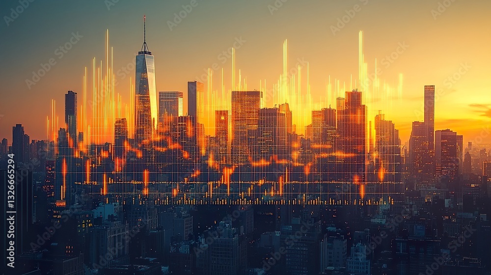 Fototapeta premium Vibrant City Skyline at Dusk