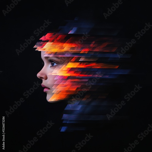 Colorful Abstract Portrait of a Woman's Face