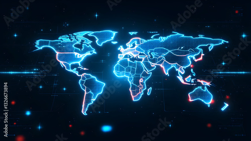 Futuristic World Map Unfolding
