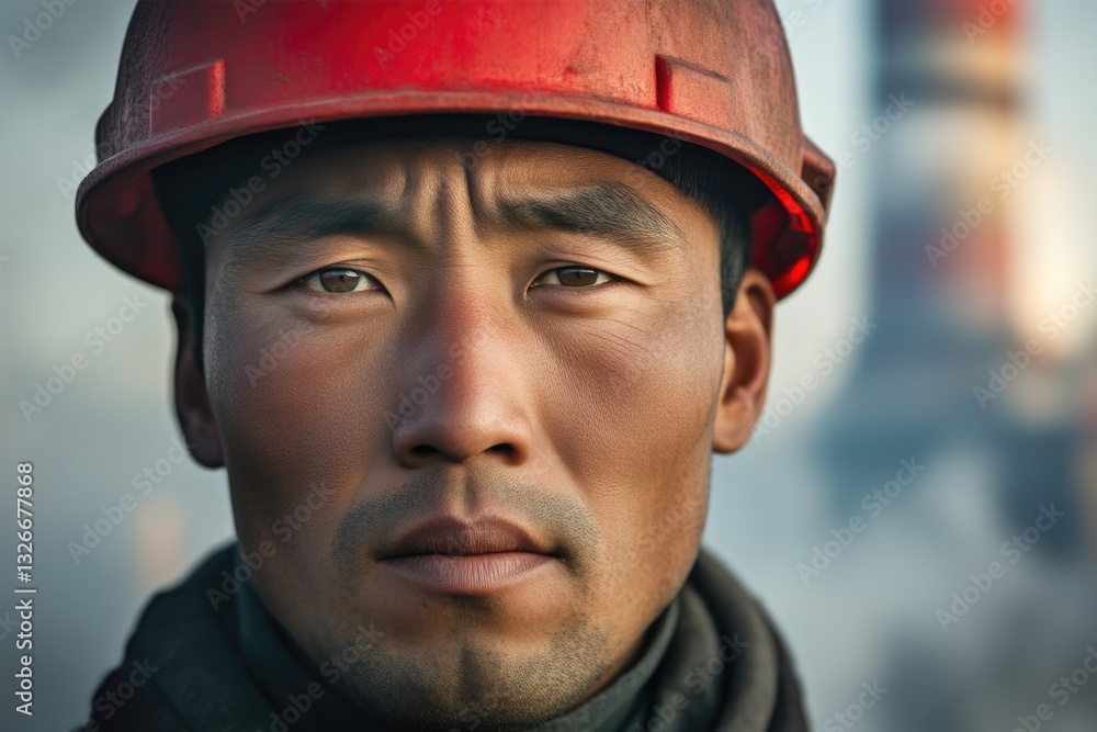 Worker in Safety Gear at Coal-Fired Power Station Worker in Safety Gear at Coal-Fired Power Station