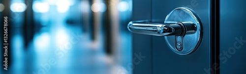 Close-Up View of Metallic Door Handle and Lock Mechanism