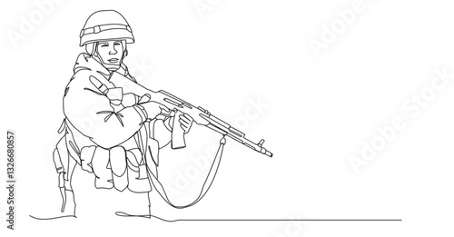 Line art illustration of a soldier