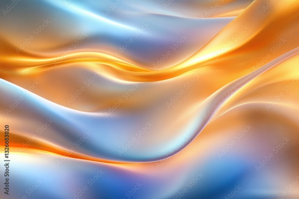Fototapeta premium Abstract Fluid Art Background with Gold Foil Hologram and Blue Purple Hues Soft Gradients and Glossy Finish