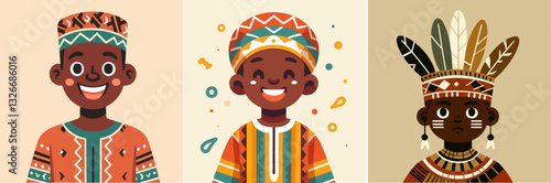 illustration of people in tribal clothing